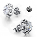 Silver stud clear swarovski crystal earrings soft gothic 0.75ct