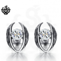 Silver stud clear swarovski crystal earrings soft gothic 0.5ct