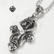 Snake cross clear simulated diamond crystal silver soft gothic pendant necklace