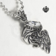 Clear simulated diamond crystal wing silver stainless steel soft gothic pendant