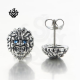 lion studs blue crystal silver stainless steel titanium soft gothic earrings