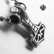 Silver Thor's Hammer pendant stainless steel doubleside necklace