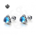 Silver studs blue cz claw earrings soft gothic