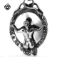 Silver sexy women skull pendant stainless steel magic mirror necklace