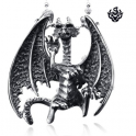 Silver 3D dragon pendant stainless steel necklace soft gothic