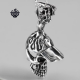 Silver skull in baseball cap pendant stainless steel 3D necklace soft gothic