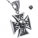 Silver celtic cross skull pendant stainless steel necklace soft gothic