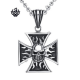 Silver celtic cross skull pendant stainless steel necklace soft gothic