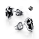 Silver cross stud black stainless steel shield earrings soft gothic