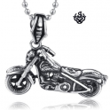Silver skull motor bikies pendant stainless steel 3D motorcycle necklace
