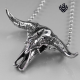 Silver bull pendant buffalo horn skeleton stainless steel necklace