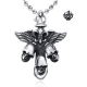 Silver celtic cross stainless steel vintage style skull sword wings pendant