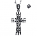 Silver celtic cross pendant stainless steel vintage style necklace soft gothic