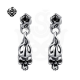 Silver earrings black swarovski crystal skull fire stud soft gothic