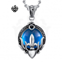 Silver pendant blue cz stainless steel necklace soft gothic new