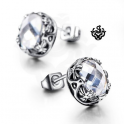 Silver earrings swarovski crystal stud vintage style 2ct soft gothic