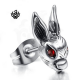 Silver earring red swarovski crystal rabbit SINGLE stud soft gothic