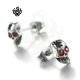 Silver stud red swarovski crystal stainless steel skull earrings soft gothic