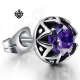 Silver earring purple swarovski crystal stainless steel single stud 0.75ct