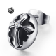 Silver stud black swarovski crystal stainless steel cross single earring