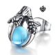 Silver stud sky blue cz ball dragon claw single earring soft gothic