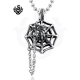 Silver spider web stainless steel chain pendant necklace soft gothic
