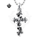 Silver cross pendant swarovski crystal stainless steel skull necklace