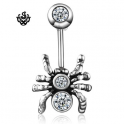 Silver stud swarovski crystal stainless steel spider SINGLE earring