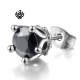 Silver stainless steel crown black crystal gothic stud single earring