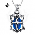 Silver pendant blue swarovski crystal stainless steel necklace gothic new