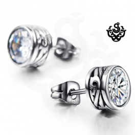 Silver swarovski crystal stainless steel stud earrings round 1.25ct