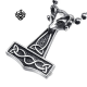 Silver bikies pendant wolf stainless steel Thor's Hammer necklace