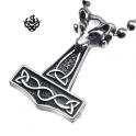 Silver biker pendant wolf stainless steel Thor's Hammer necklace