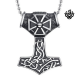 Silver bikies pendants set wolf stainless steel Thor's Hammer necklaces