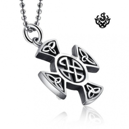 Silver funky cross pendant stainless steel solid necklace soft gothic