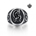 Silver biker ring skull death ripper solid heavy stainless steel band
