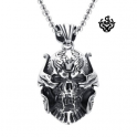 Silver biker pendant skull stainless steel solid necklace soft gothic