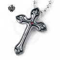 Silver cross swarovski crystal stainless steel filigree pendant necklace