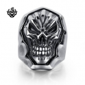 Silver skull ring biker solid heavy stainless steel band