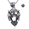 Silver skull pendant stainless steel solid necklace soft gothic