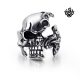 Silver skulls ring half head solid stainless steel band