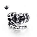Silver scorpion ring black crystal solid stainless steel band