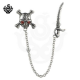 Silver stud red swarovski crystal stainless steel skull pirate single earring