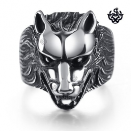 Silver wolf ring solid stainless steel band best quality