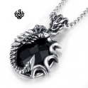 Silver scorpion black onyx pendant stainless steel necklace soft gothic