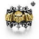 Silver 14K YELLOW GOLD Skull fleur-de-lis ring solid stainless steel band