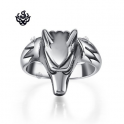Silver wolf solid ring stainless steel band soft gothic