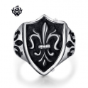 Silver fleur-de-lis filigree ring solid stainless steel band