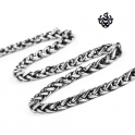 Silver black necklace solid stainless steel twisted Chain