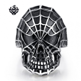 Silver spider man skull ring solid stainless steel band best quality